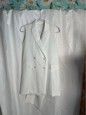 White double breasted vest dress by Mabel